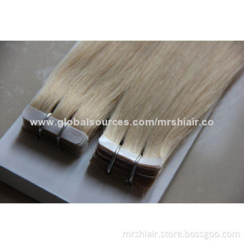 24-inch pale color Malaysian straight tape in hair